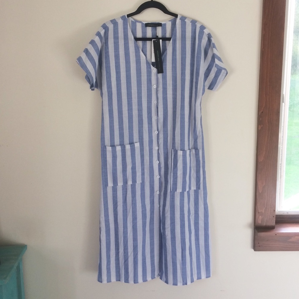 Last one! Blue Stripe Cotton Dress - Picture 6 of 7